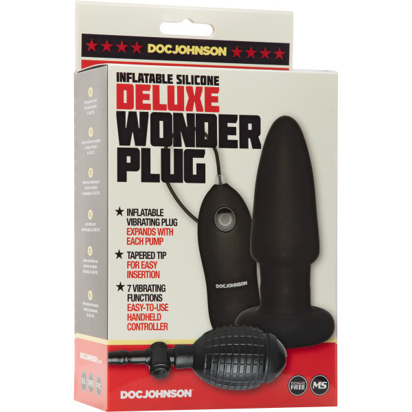Deluxe Wonder Plug - Plug anal vibratorio inflable - Negro - Imagen 4